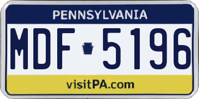 PA license plate MDF5196