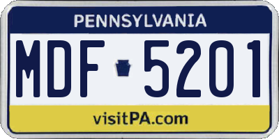PA license plate MDF5201