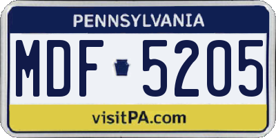PA license plate MDF5205