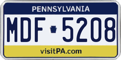PA license plate MDF5208