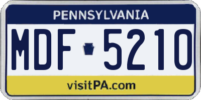 PA license plate MDF5210