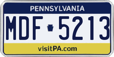 PA license plate MDF5213
