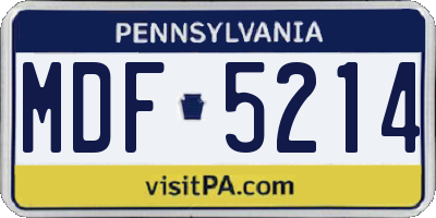 PA license plate MDF5214