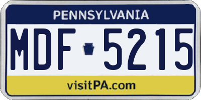 PA license plate MDF5215