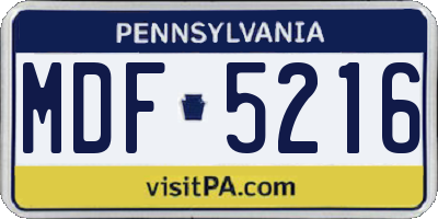 PA license plate MDF5216