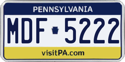 PA license plate MDF5222