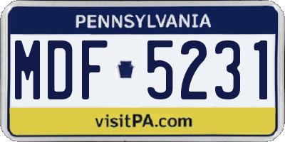 PA license plate MDF5231