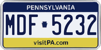 PA license plate MDF5232