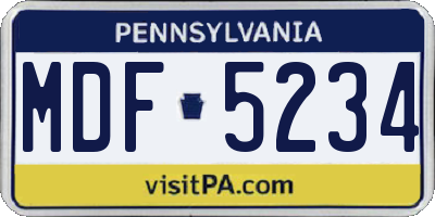 PA license plate MDF5234