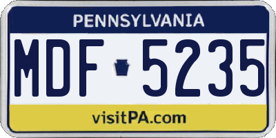 PA license plate MDF5235