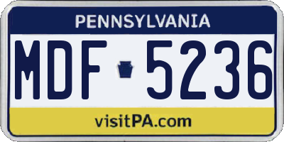 PA license plate MDF5236