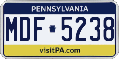 PA license plate MDF5238