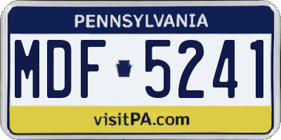 PA license plate MDF5241