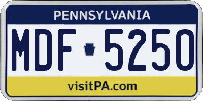 PA license plate MDF5250