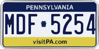 PA license plate MDF5254