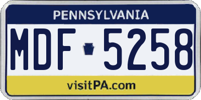 PA license plate MDF5258