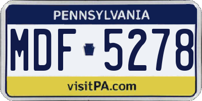 PA license plate MDF5278