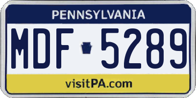 PA license plate MDF5289