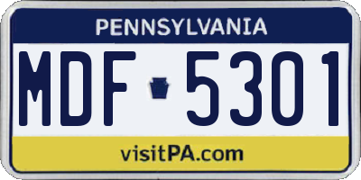 PA license plate MDF5301