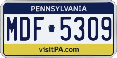 PA license plate MDF5309