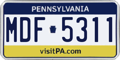 PA license plate MDF5311