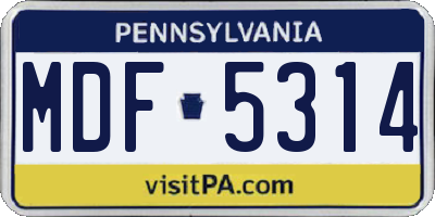 PA license plate MDF5314