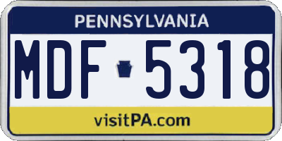 PA license plate MDF5318