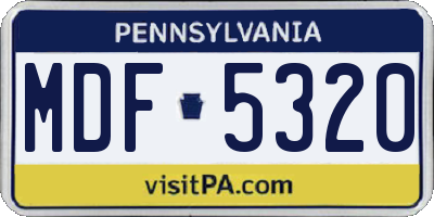 PA license plate MDF5320
