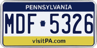 PA license plate MDF5326