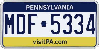 PA license plate MDF5334