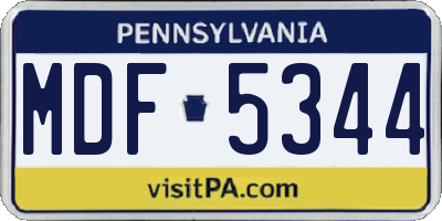 PA license plate MDF5344