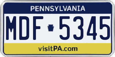 PA license plate MDF5345