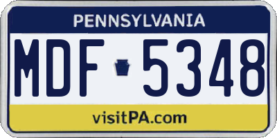 PA license plate MDF5348