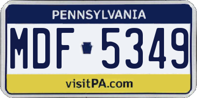 PA license plate MDF5349