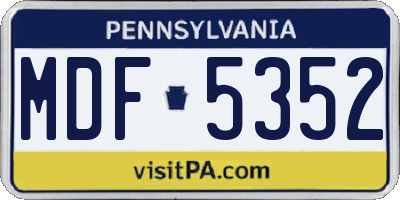 PA license plate MDF5352