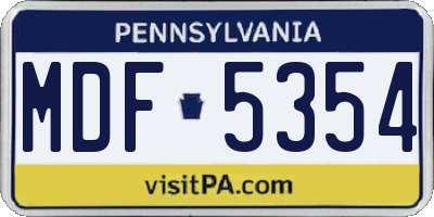 PA license plate MDF5354