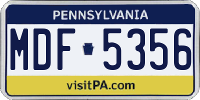 PA license plate MDF5356