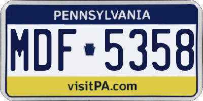 PA license plate MDF5358