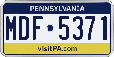 PA license plate MDF5371