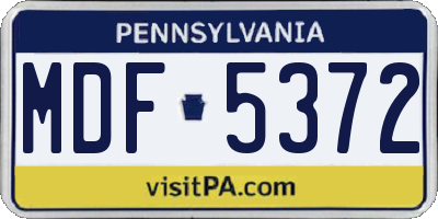 PA license plate MDF5372