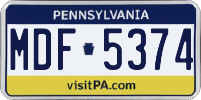 PA license plate MDF5374