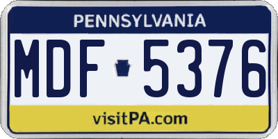 PA license plate MDF5376