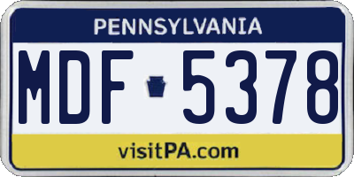 PA license plate MDF5378