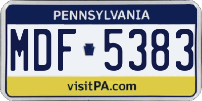 PA license plate MDF5383