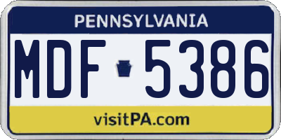 PA license plate MDF5386