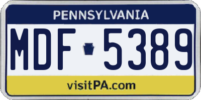 PA license plate MDF5389