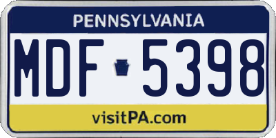 PA license plate MDF5398