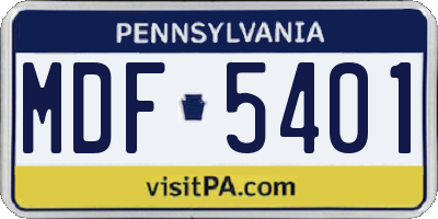PA license plate MDF5401