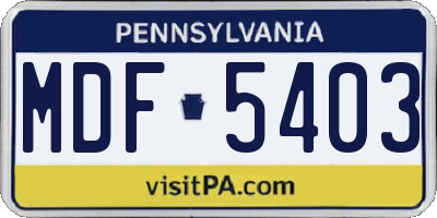 PA license plate MDF5403