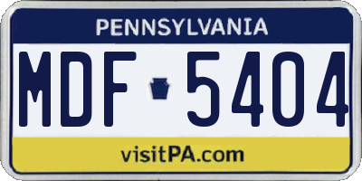 PA license plate MDF5404